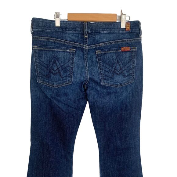7 For All Mankind Jeans Womens Size 28 A Pocket Boot Flare Dark Wash Stretch USA - Picture 2 of 7